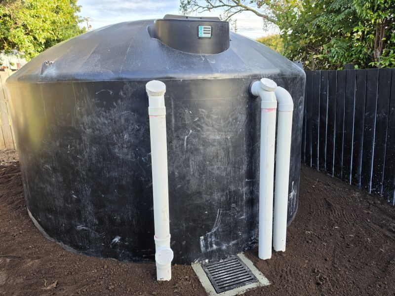 Large water tank installation at Army Bay.