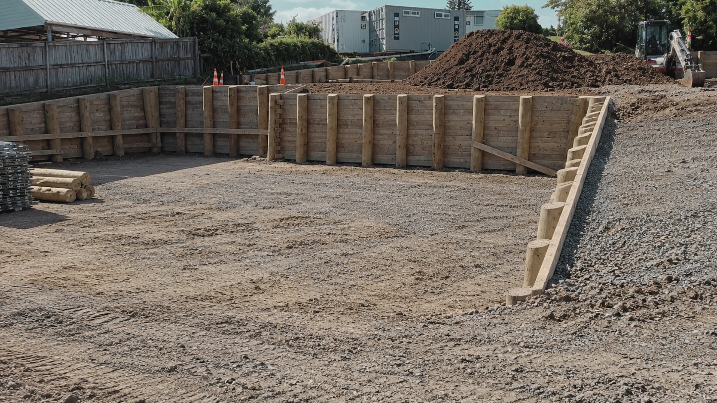 Retaining wall construction.