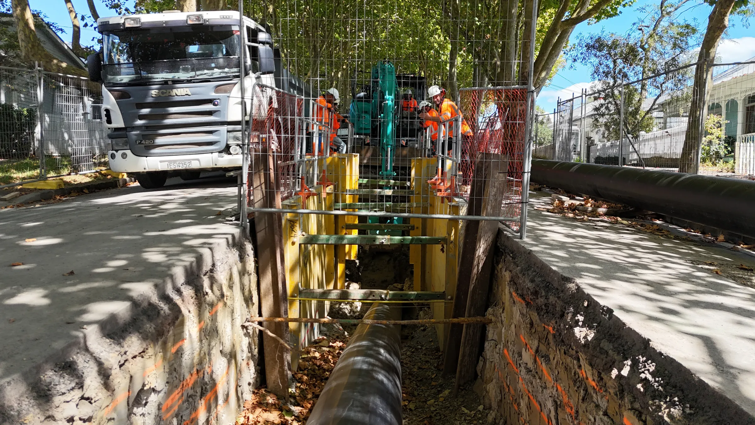 Aerial view of Hakanoa Street stormwater works.