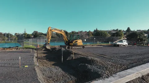 Livic Civil excavator completing detailed earthworks on a prepared site.